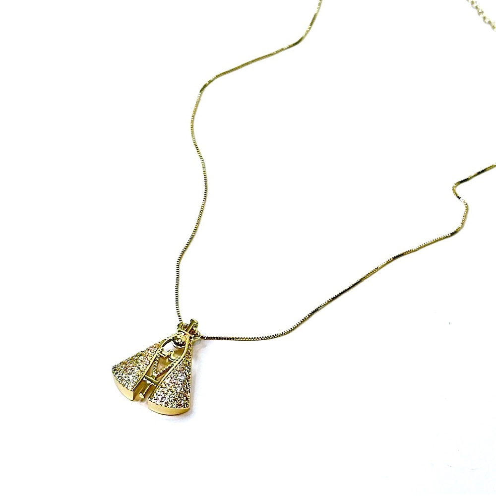 Gold-Tone Pope Pendant Necklace with CZ Accents |NWT